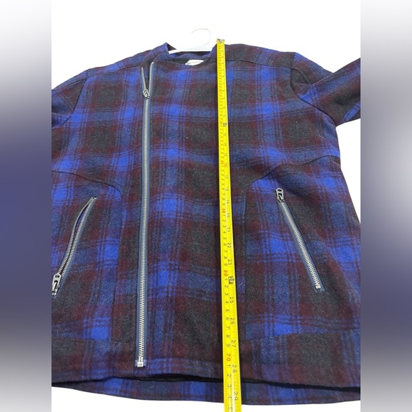 Shades of  Glory by Micah Cohen Moto Peacoat Coat Jacket Wool Blend Tweed Large - Picture 7 of 9